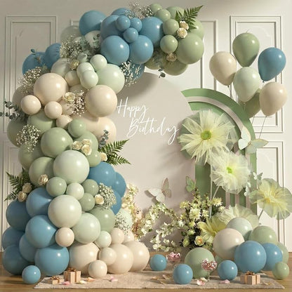 Dusty Blue Green Beige Balloons 72PCS Sage Green and Blue Cream Helium Latex by Unknown
