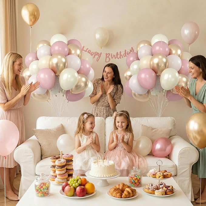 Dusty Pink and Gold Balloons, 12 Inch Apricot Champagne Gold Balloons Helium - Image 6