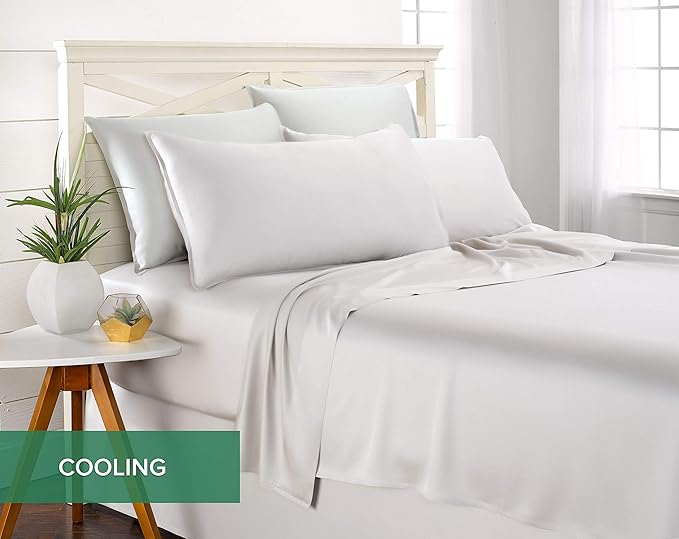 King Pillowcases by Pure Bamboo - Genuine 100% Organic Viscose Derived from Bamboo, Luxuriously Soft & Cooling, Double Stitching, Envelope Closure (2 King Pillowcases, White)