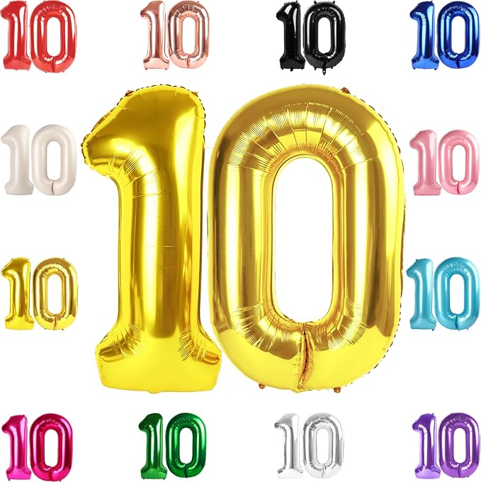 Gold Number 10 Balloon 40 Inch by IWERP