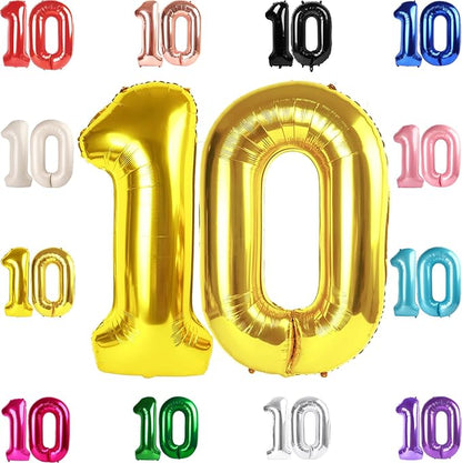 Gold Number 10 Balloon 40 Inch by IWERP