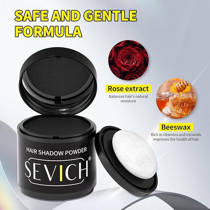 Sevich Hairline Powder 10g 2-Pack with Brush, Instantly Conceals Hair Loss & Thinning, 48H Waterproof Root Touch Up Powder, Natural Hair Shadow Toppers for Women & Men, 2 Box = 5 Boxes,Black