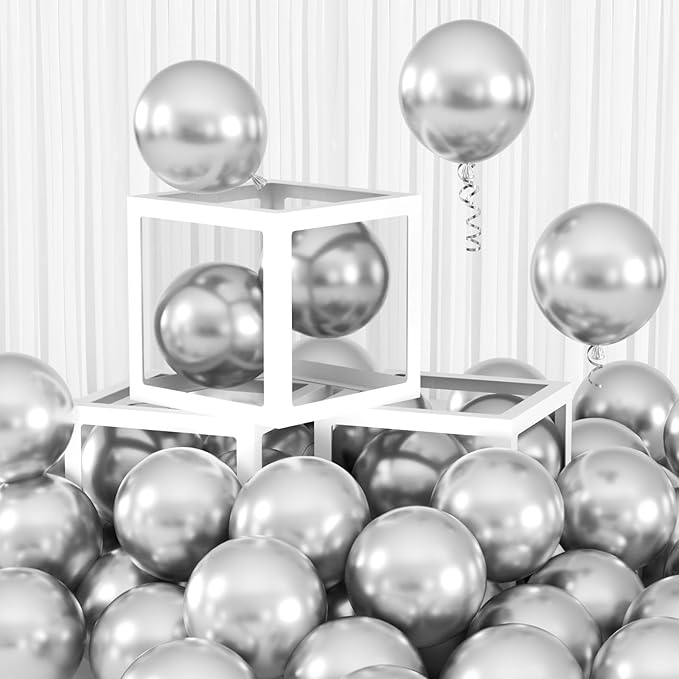 100pcs 5inch Metallic Silver Balloons, 5” Mini Chrome Silver Party Balloons Kit by Colorfullifefromnowon