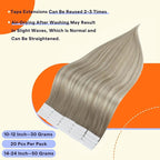 Full Shine Hair Extensions Real Human Hair Tape in Color 19/8/60 Blonde and Brown Balayage 20 Inch Invisible Seamless Tape Ins Human Hair Extensions 20PCS 50g Remy Extensions for Women Real Hair