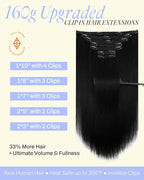 Full Shine Clip in Black Hair Extensions 18 Inch 160 G Clip in Hair Extensions Black Women for Fullness 7 Pcs
