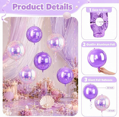 Iridescent Balloons 4D, 22Inch Round Clear Ball Shaped Balloons, Holographic - Image 3