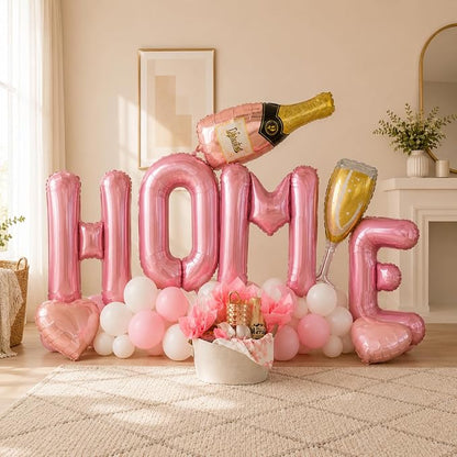 Pink HOME Balloons 40 Inch, Large HOME Letter Banner - Image 4