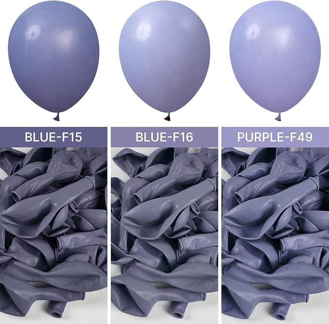 PartyWoo Dusty Blue Balloons 100pcs Boho Dusty Purple Muted Lavender Color | 12 - Image 5