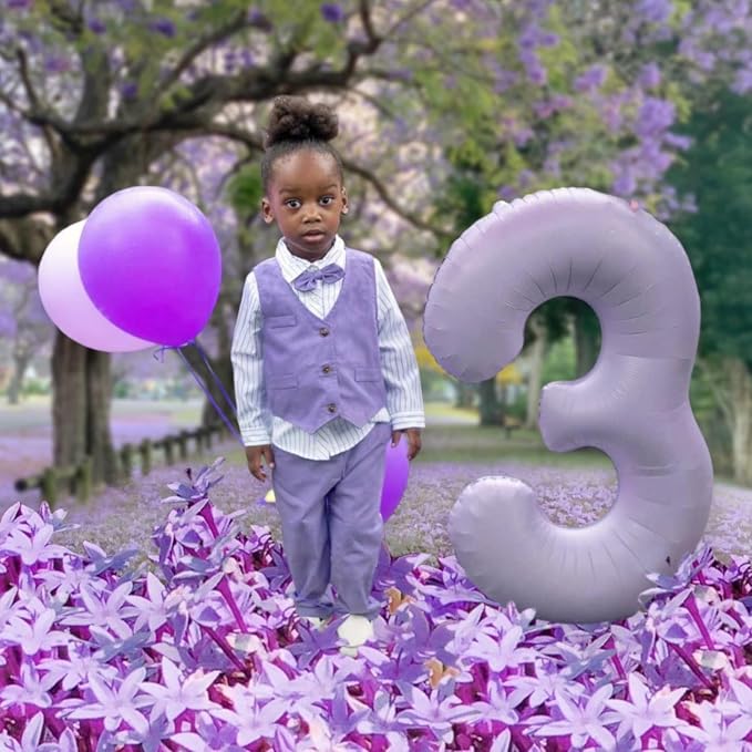 Number 2 Balloons 40 Inch for 2nd 22 Birthday Decorations, Cream Purple | Jumbo - Image 2