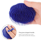 Segbeauty Palm Brush Hair, 4Pcs Scalp Massage Shampoo Brushes, Hair Brushes Men Beard Comb, Shampoo Deep Cleaning Scalp Scrubber for Washing Hair Pet Shower Grooming Travel Salon Barber Stylist Blue