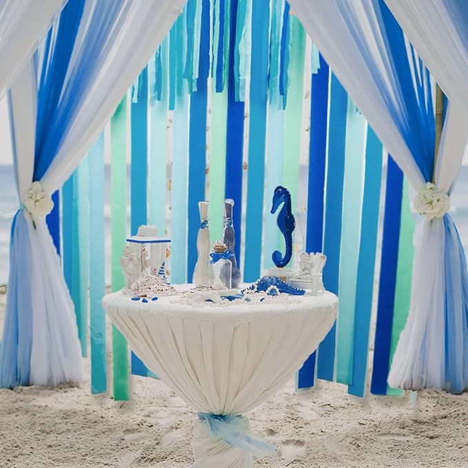 6 Blue Streamers, 492ft Pack of Crepe Paper Bachelorette Party Decorations | - Image 6