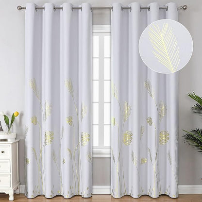 Greyish White Room Darkening Curtains 84 Inches Long by ESTELARTEXTILER