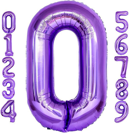 Purple Number 0 Balloons, 40 Inch Giant Number Balloons Foil Mylar Helium by Lovoir