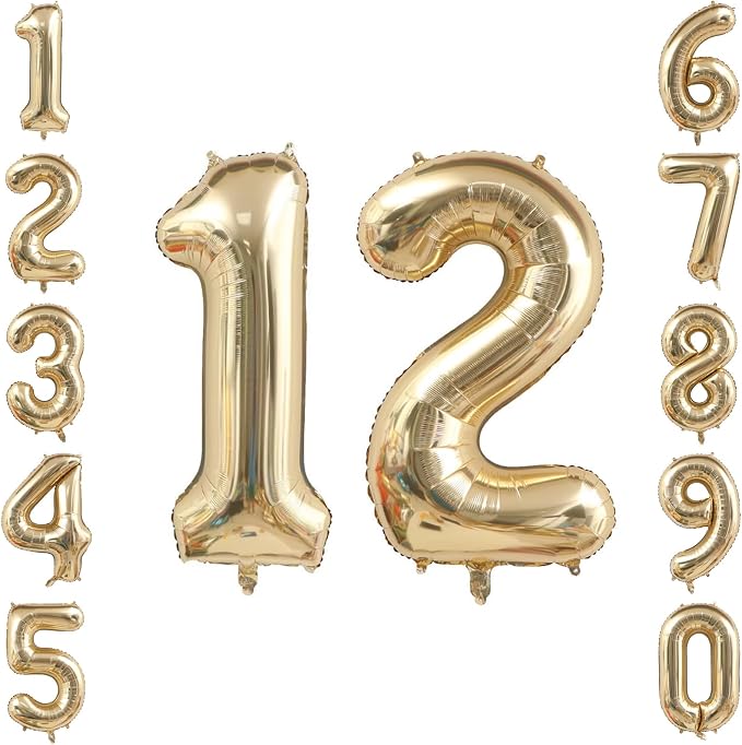White Gold Number 12 Balloon 40 Inch, Champagne Foil Dozen Decoration | Giant by Unknown