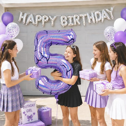 40 Inch Purple Kpop Number 5 Balloon - Image 7