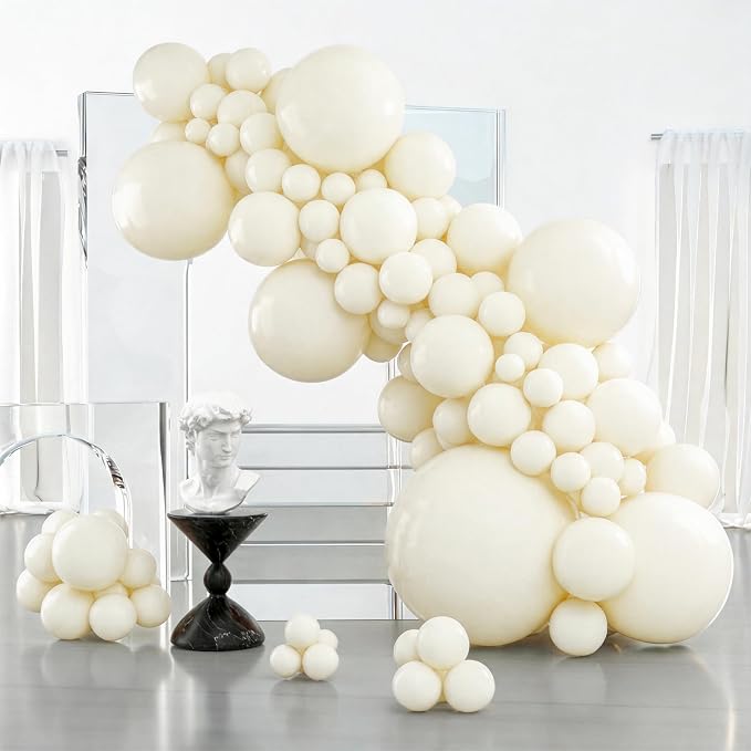 PartyWoo Beige Balloons 127pcs Different Sizes of 36 18 12 10 5 Inch Cream by PartyWoo