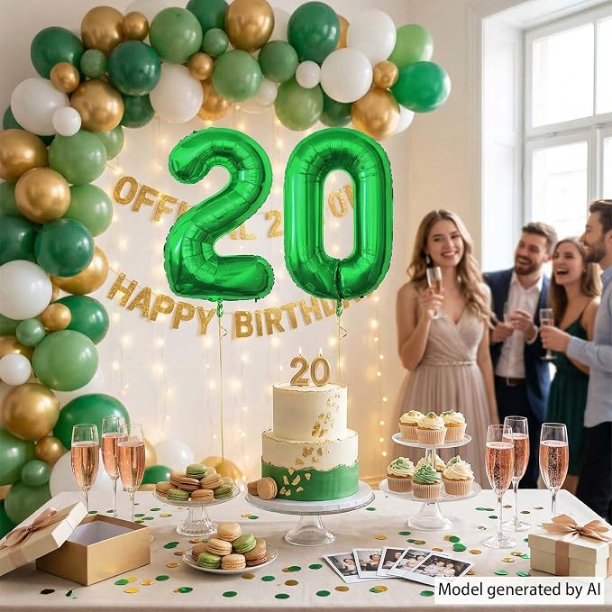 Green Number 0 Balloon 40 Inch, Shiny Foil Numeral - Image 2