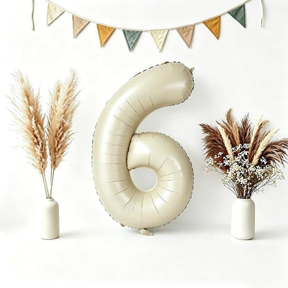 CARGEN 40 Inch Creamy White Number 6 Balloon Boho Neutral Party Decoration | by CARGEN