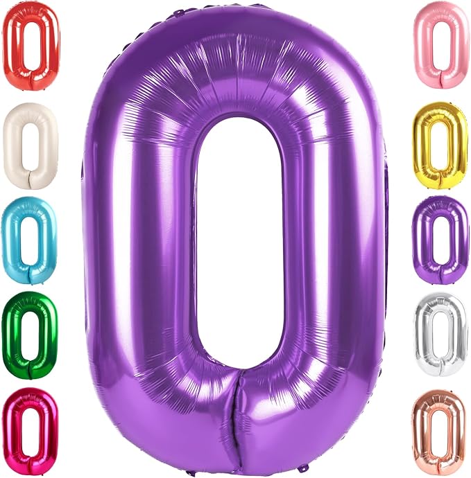 Number 0 Balloon Birthday Decorations, 40In Purple Balloons by Mluchee
