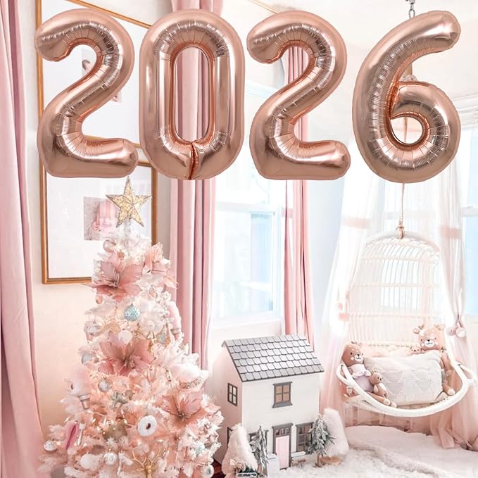 TONIFUL 2026 Graduation Balloons 42Inch Rose Gold 2026 Number Balloons Aluminum - Image 4