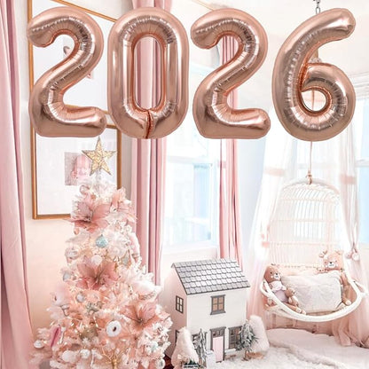 TONIFUL 2026 Graduation Balloons 42Inch Rose Gold 2026 Number Balloons Aluminum - Image 4