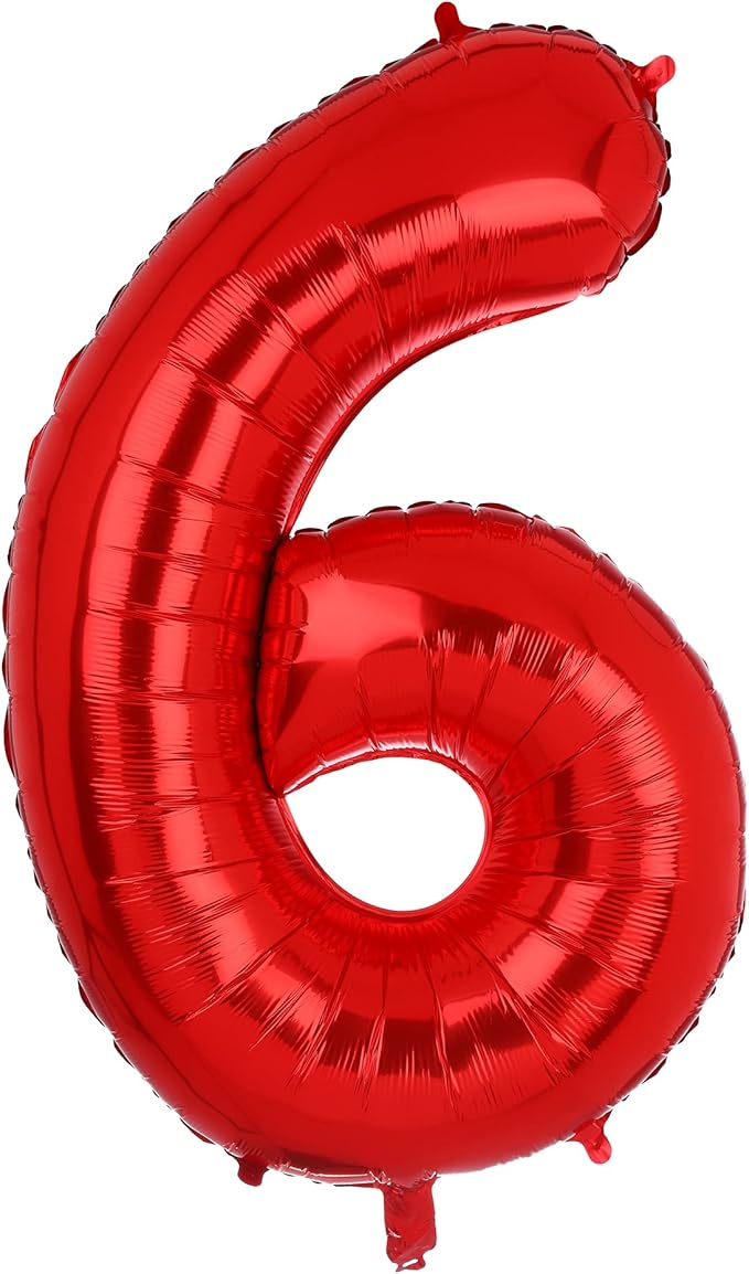40 Inch 6 Red Number Balloons Mylar Foil Balloons 6th Birthday Party Decor | by GGDE