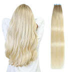 SUYYA Tape in Hair Extensions Human Hair Balayage Ash Blonde to Medium Blonde and Platinum Blonde 40g/pack 20pcs Straight Seamless Skin Weft Tape in Real Human Hair Extensions(14inch #P22/60/T18)