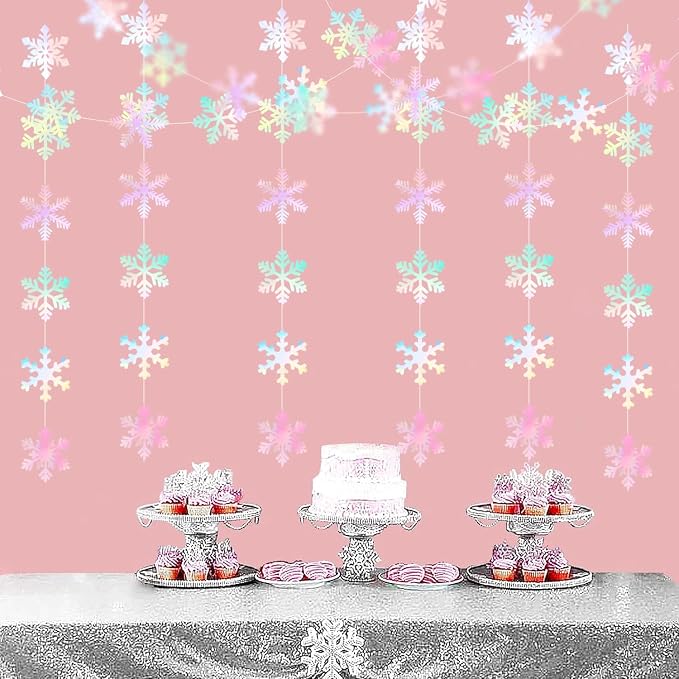 Iridescent-Holographic Snowflake-Snow Christmas Party-Decorations Garland - Image 4