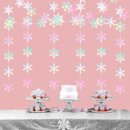 Iridescent-Holographic Snowflake-Snow Christmas Party-Decorations Garland - Image 4