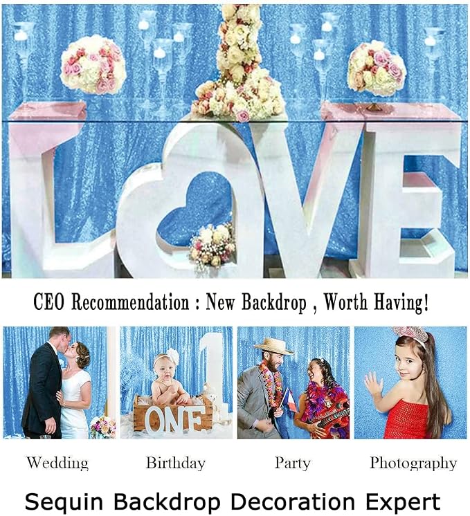 ShinyBeauty Baby Blue Sequin Backdrop 10FTx10FT - Image 6