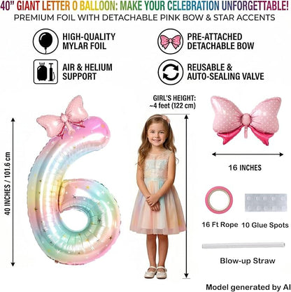 40 Inch Number 6 Balloon Giant Foil Mylar Birthday Party Decor | Giant 40" Foil - Image 2