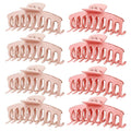 TOCESS Hair Claw Clips for Women - 8PK Large Neutral Matte Jumbo Hair Clips for Thick, Thin, Long, Short, Curly Hair Girls, Big Jaw Clip Set for Daily Use (Rosewater Pink&Deep Pink)