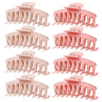 TOCESS Hair Claw Clips for Women - 8PK Large Neutral Matte Jumbo Hair Clips for Thick, Thin, Long, Short, Curly Hair Girls, Big Jaw Clip Set for Daily Use (Rosewater Pink&Deep Pink)
