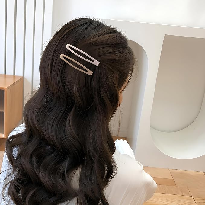 16 PCS Snap Hair Clips Metal Barrettes for Women Non Slip Barrettes for Thick and Thin Fine Hair,Matte Black Brown Beige,2.36 x 0.43 Inches.
