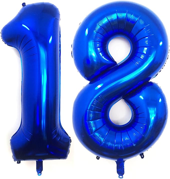 40 Inch Navy Blue 18 Number Balloons Giant 18 Balloons Navy Blue Birthday 18 by LHOAVWE