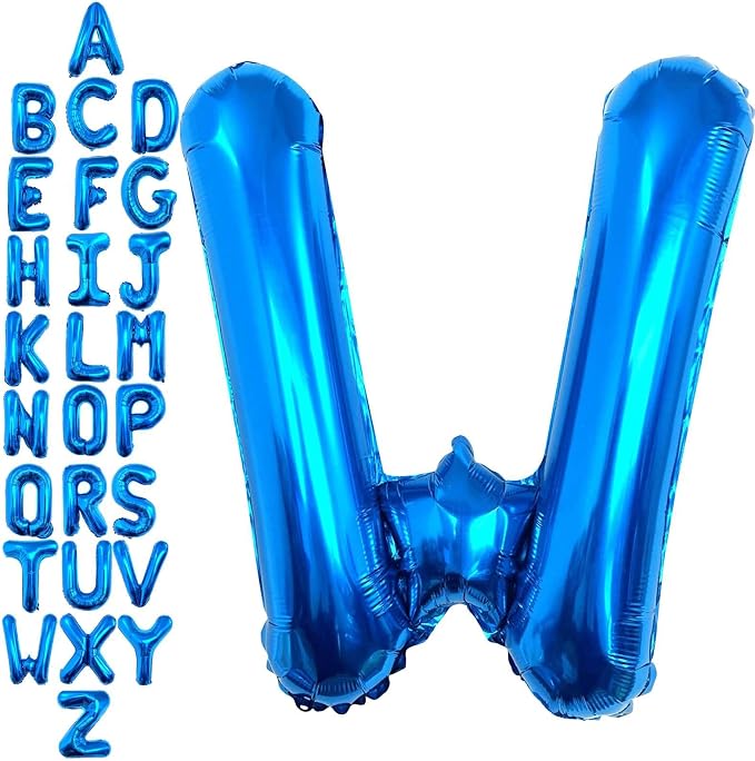 40 Inch Blue Letter W Balloons, DIY Phrase Foil Alphabet Letter W Balloons DIY by LHOAVWE