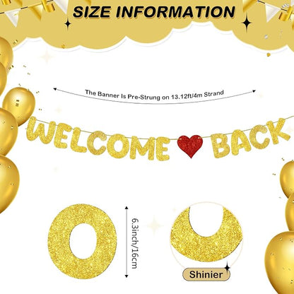Fulmoon Pre Strung Welcome Back Glitter Banner First Day of School Party - Image 2