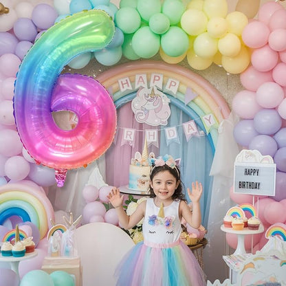40 Inch 6 Balloon Number, Large Rainbow Foil Number 6 Balloons Birthday Party - Image 5
