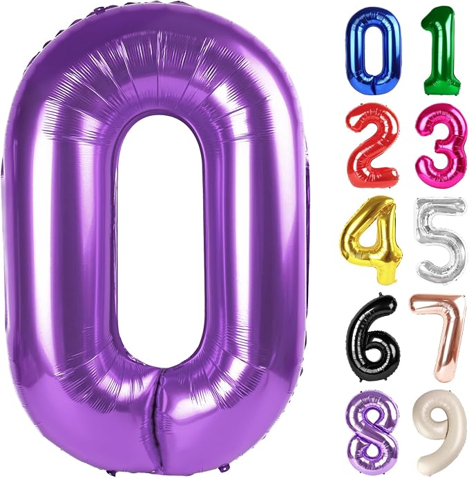 0 Balloon - Purple Birthday Number Balloons, 40 Inch Decorations Men Women | by ALPHADELTAPI