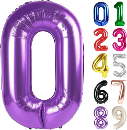 0 Balloon - Purple Birthday Number Balloons, 40 Inch Decorations Men Women | by ALPHADELTAPI