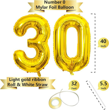 Gold Number Balloons Birthday Balloons - Image 2