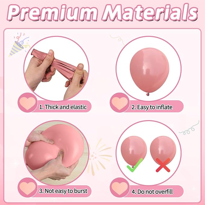 Dusty Pink Gold Balloons, 12 Inch Pastel Pink Metallic Gold Balloons - Image 7