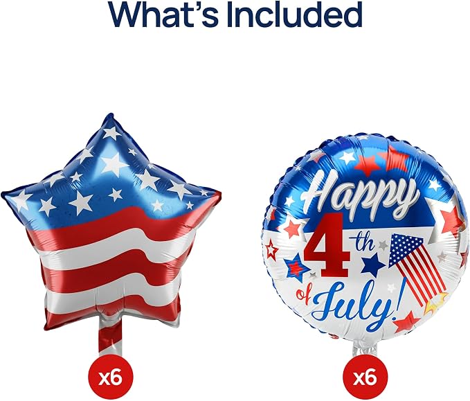 Dream Decor Happy 4th of July Balloons 12 Pack – American Flag Star & Happy 4th - Image 3