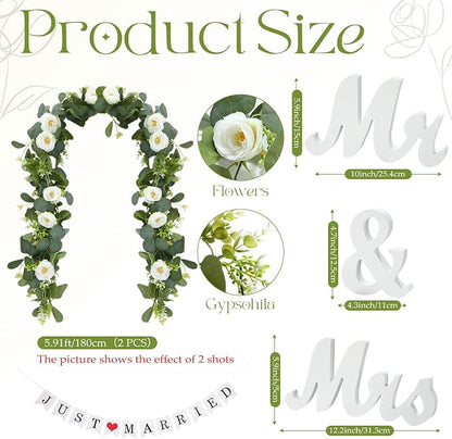 5 Pcs Just Married Decorations Kit, All-in-one Wedding Decor - Image 2