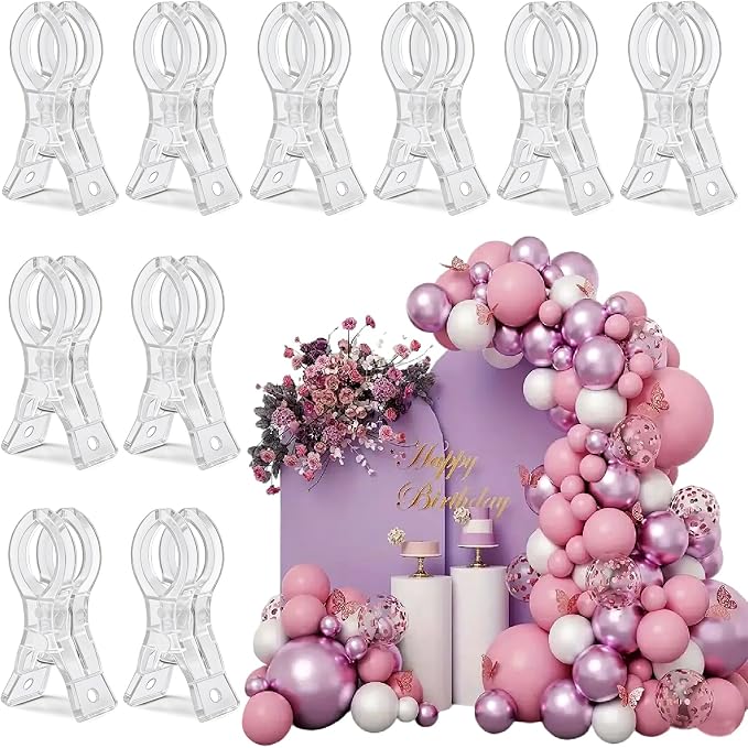 10 Pack Clear Balloon Arch Clips, 3 1/2 x 1 x 1 4/5 Inch balloon arch clamps by KEXINGTUO