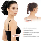 Ponytail Extension, Clip on Ponytails for Women, 9" Claw Clip in Short Curly Wavy Pony Hair Extension for Women - Natural Black