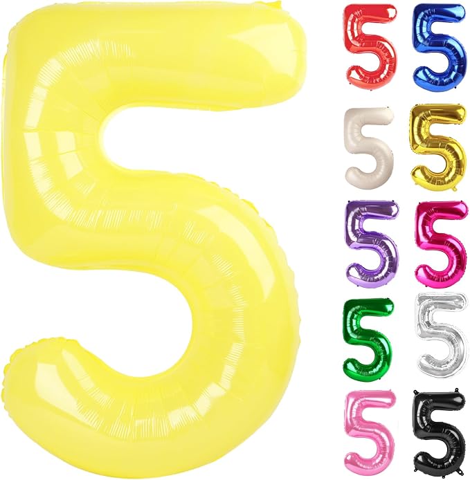 Yellow Number 5 Balloon 40 Inch by IWERP