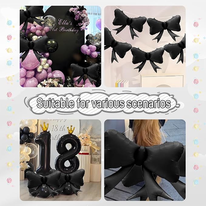 4pcs Jumbo Oversized Ribbon Balloons Coquette Bow Balloons Bow Party Coquette - Image 4