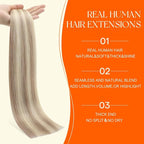 Full Shine Invisible Injection Tape in Hair Extensions Color 18 Ash Blonde and 613 Blonde 20 Inch Seamless Skin Weft Injected Tape ins Extensions Human Hair 50 Grams 20 Pcs for Women Party