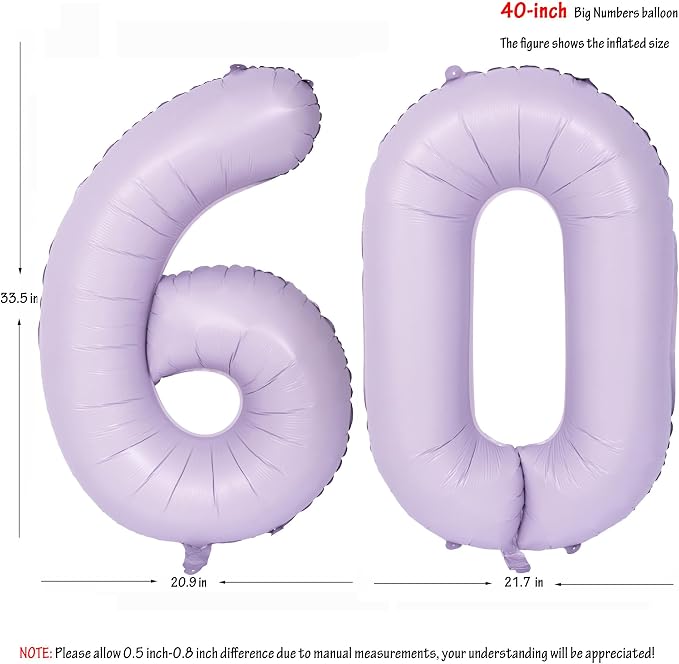 40 In Matte Purple Number Balloons Helium Foil Mylar Balloon Digital 60 | - Image 2